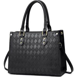 Black Checker Textured Faux Leather Mini Purse Crossbody Handbag Shoulder‎ Bag